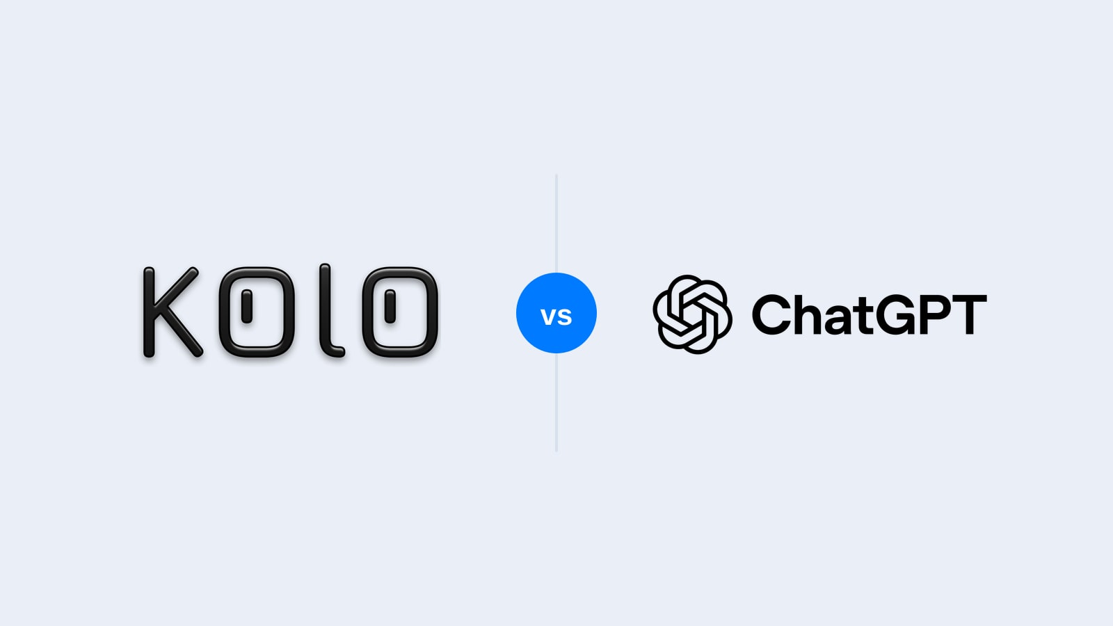 The Kolo logo and the ChatGPT logo side by side, separated by a blue "vs" badge.