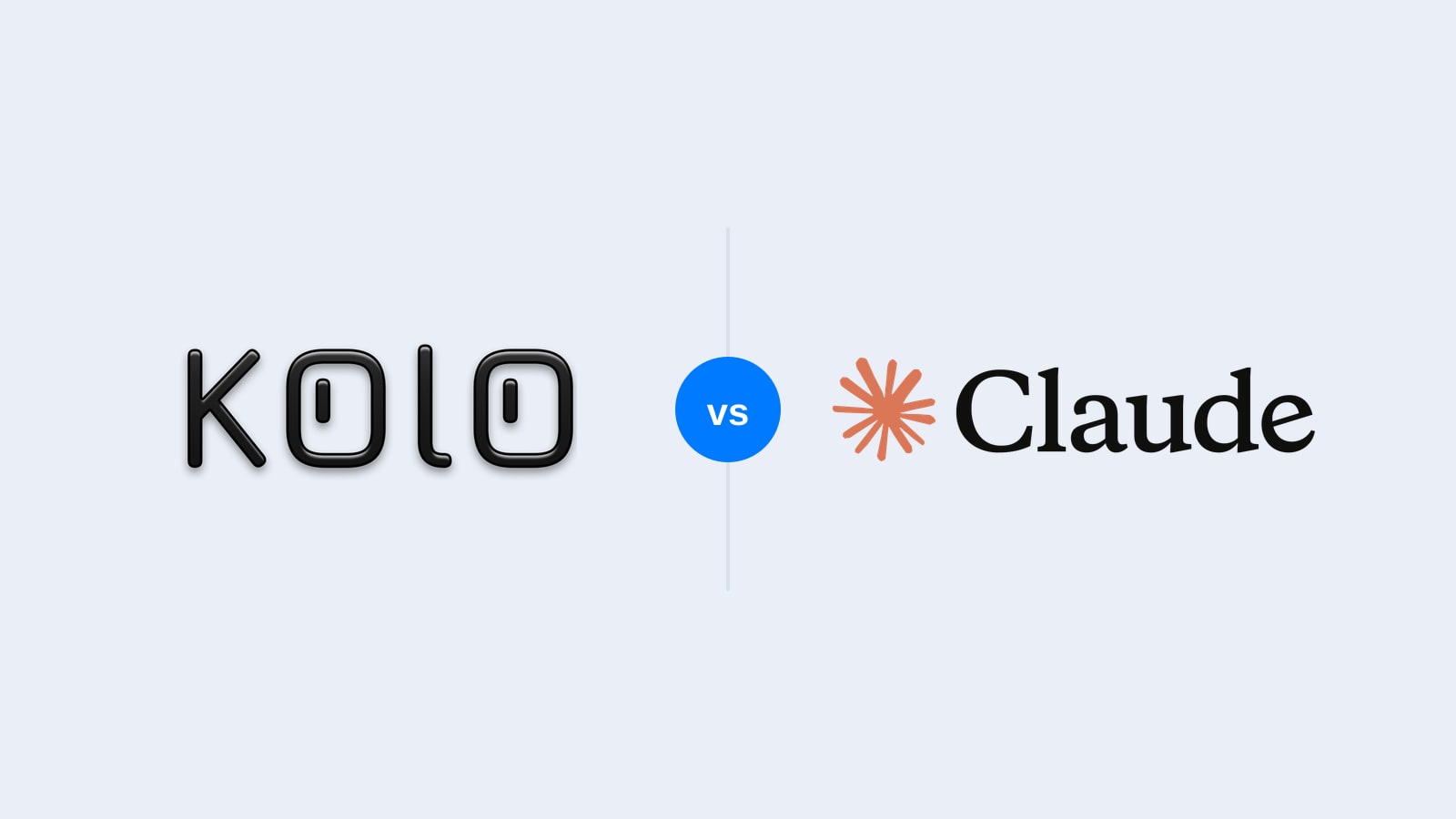 The Kolo logo and the Claude logo side by side, separated by a blue "vs" badge.
