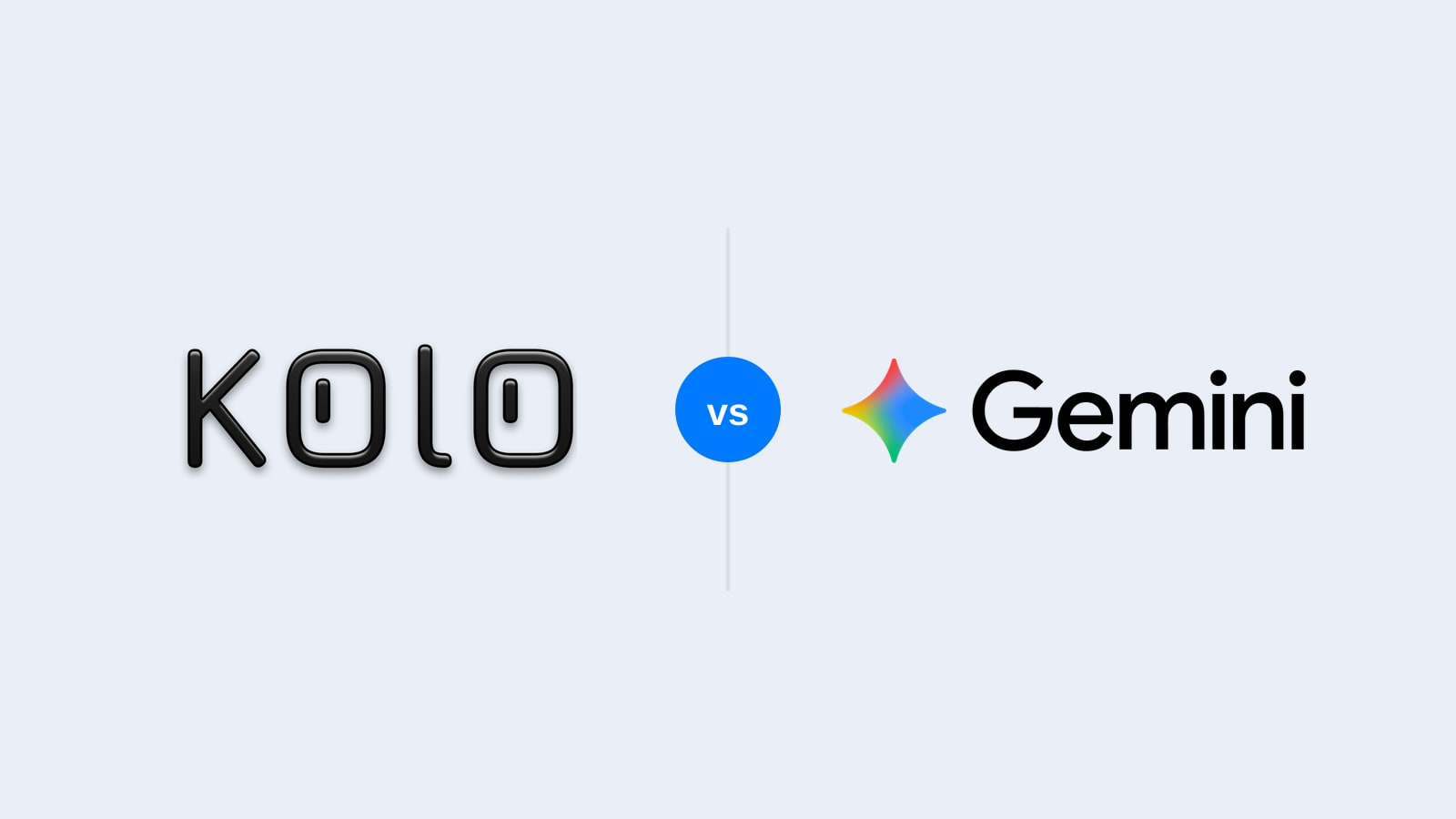The Kolo logo and the Gemini logo side by side, separated by a blue "vs" badge.